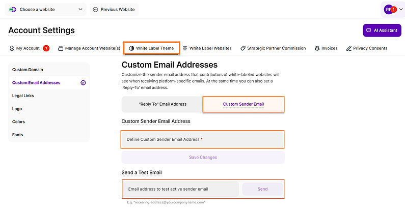 Setup Custom Sender Email Address