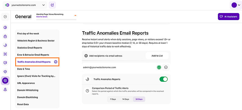 Manage Your Traffic Anomalies Email Reports