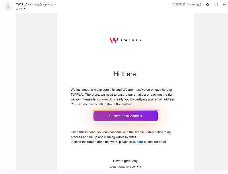 confirm email address